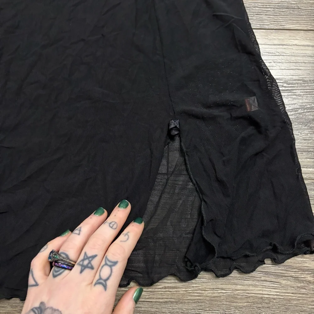 90s Italian Vintage LeMila Sheer Sequin Cups Babydoll Slip (Black) Size M
